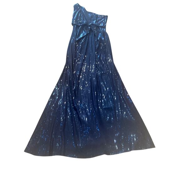 David Meister Navy Sequin Sultry Gown Long Maxi One Shoulder Mermaid Formal 6 - Picture 6 of 13